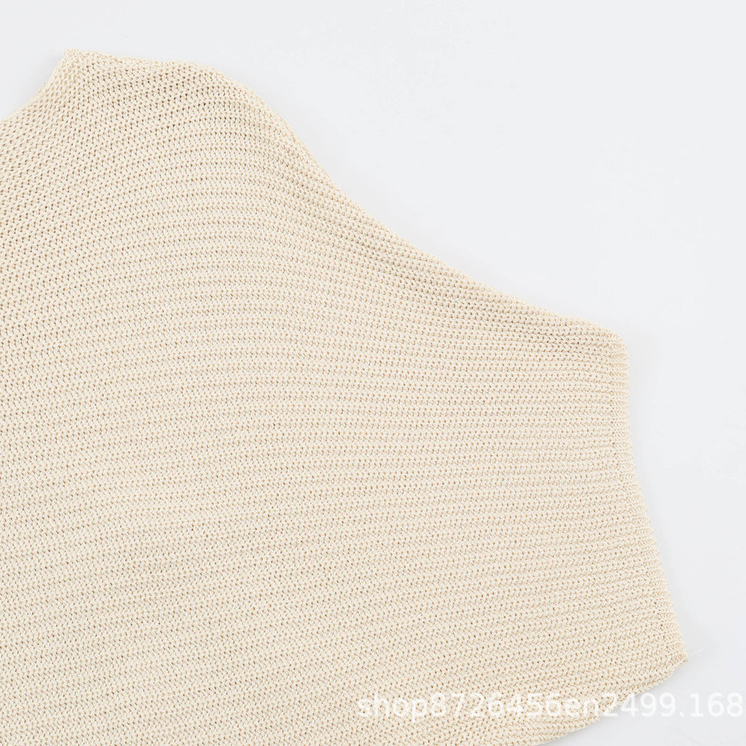 Women's Oversized Fine Knit Poncho with Asymmetrical Hem and Tie Band Amarae