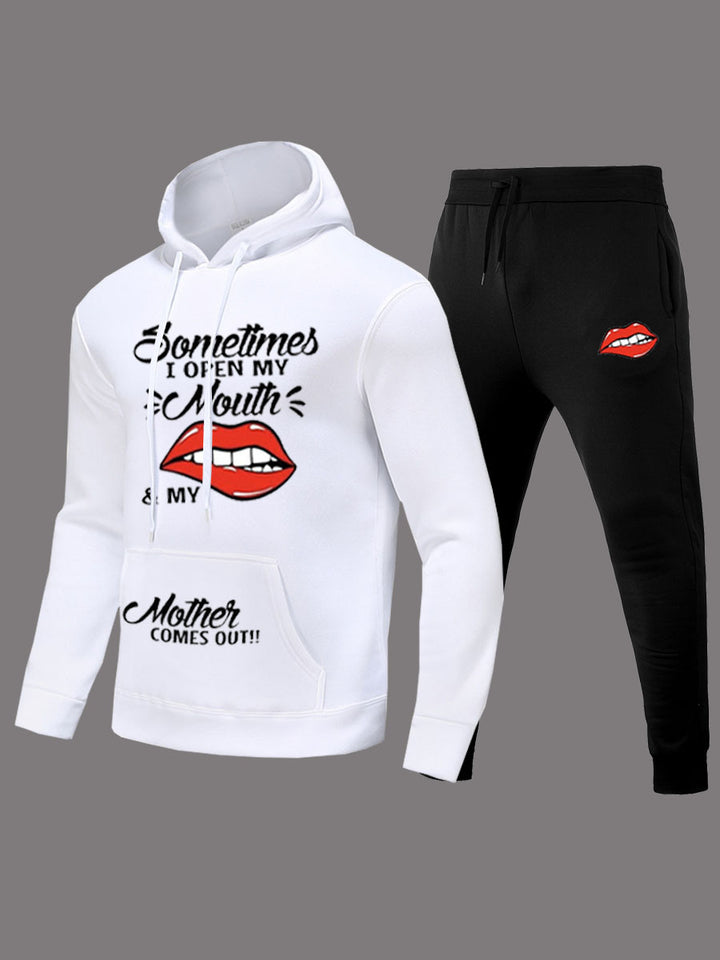 Women's hoodie and jogging set with creative lips pattern Lune London