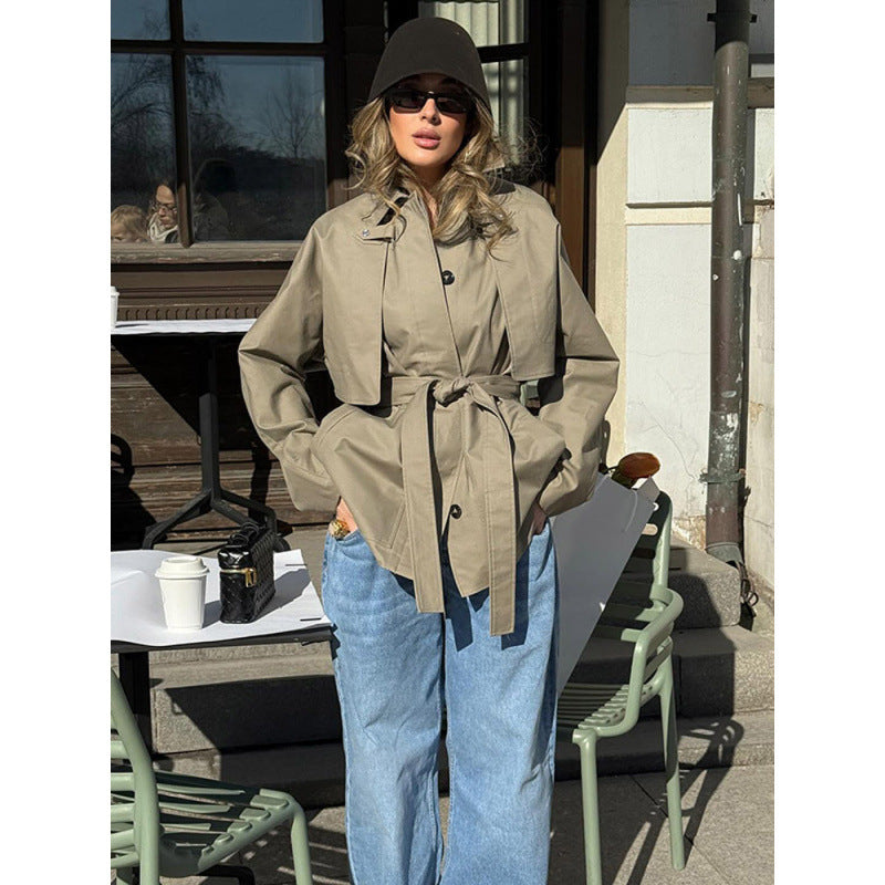 Women's trench coat with adjustable belt and stylish lapels Lune London