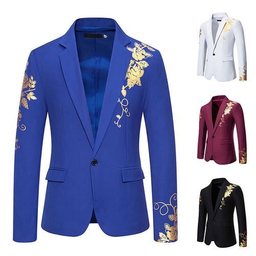 Elegant blazer for men with gold floral pattern Amarae