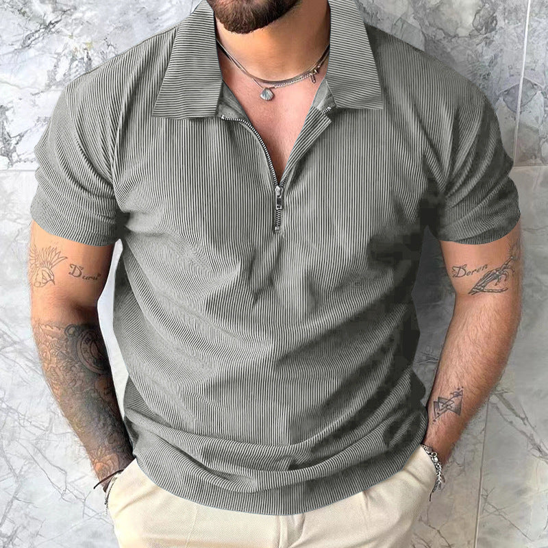 Men's polo T-shirt with modern zip closure and structured design Lune London
