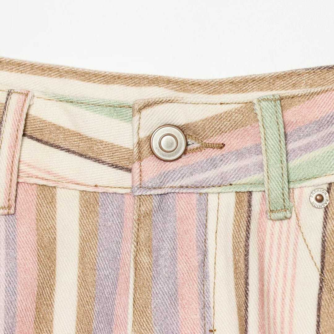 Ladies Wide High-Waist Jeans with Long Stripe Pattern Amarae