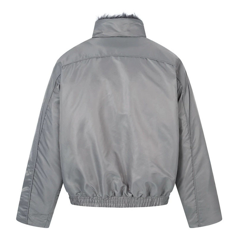 Women's padded bomber jacket with high stand-up collar, faux fur lined collar and zippered pockets Amarae