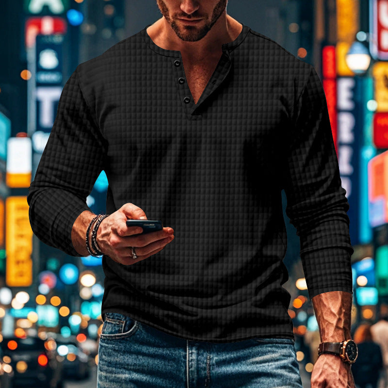 Men's long sleeve shirt with textured design and elegant button placket Chic and style
