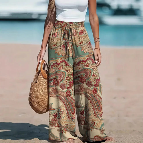 Wide pants for women with paisley pattern Amarae