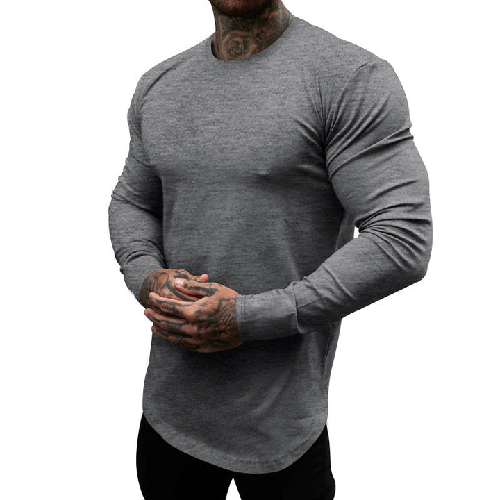 Men's Long-Sleeve Shirt Made Of Soft Stretchy Cotton Blend with Round Neckline Lune London