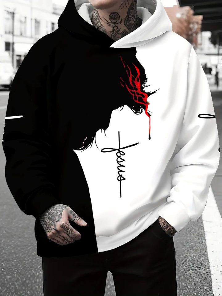 Men's hoodie with a subtle gradient of colors and an inspiring inscription Amarae