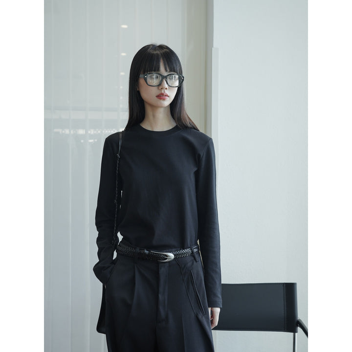 Women Casual Long Sleeve made of heavy cotton jersey with rounded hem Amarae