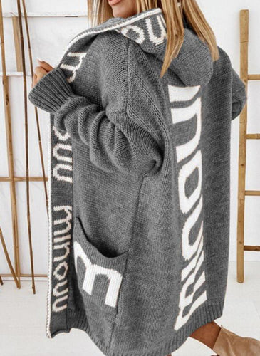 Ladies Oversize Knit Coat with Practical Pocket Design Amarae