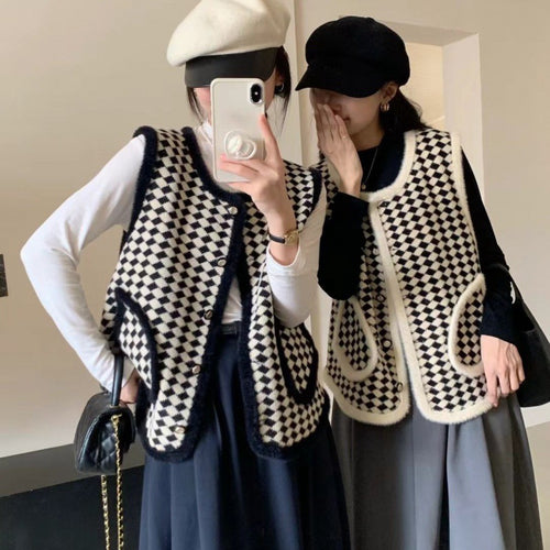 Gilet tricoté à la mode pour femmes avec motif graphique Chic & Stil