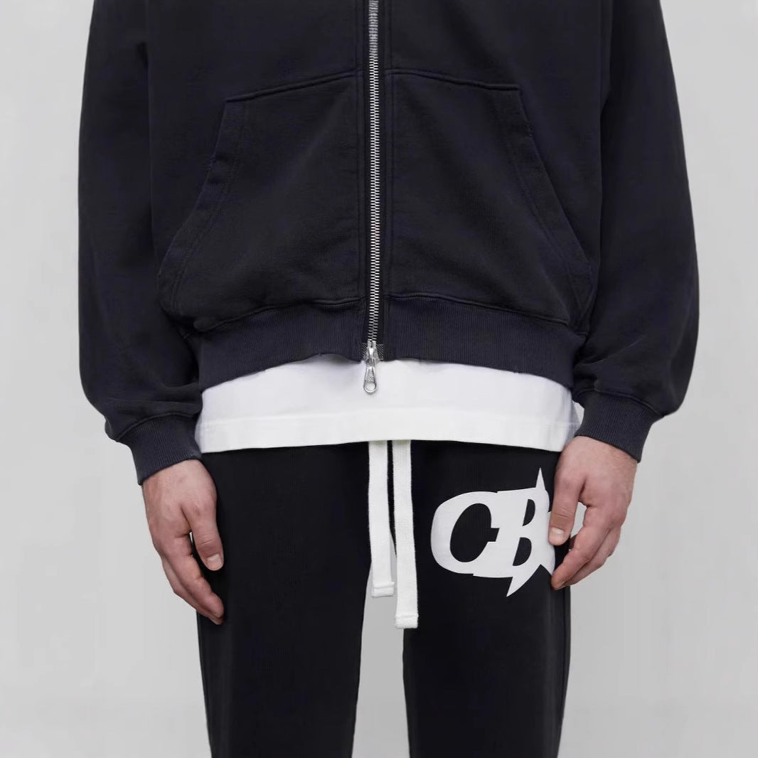 Men's hooded sweatshirt jacket with stylish logo and comfortable waistband Chic & Stil