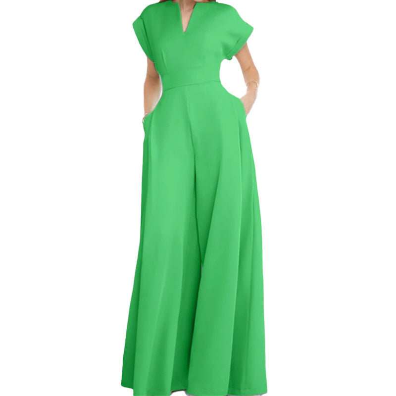 Women Elegant Jumpsuit with Wide Leg and Shawl Collar Lune London