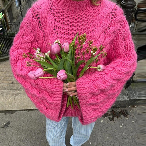 Thick knit sweater for women with oversized sleeves Amarae