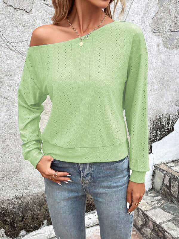 Casual women's sweatshirt with asymmetrical cut and hole pattern Lune London