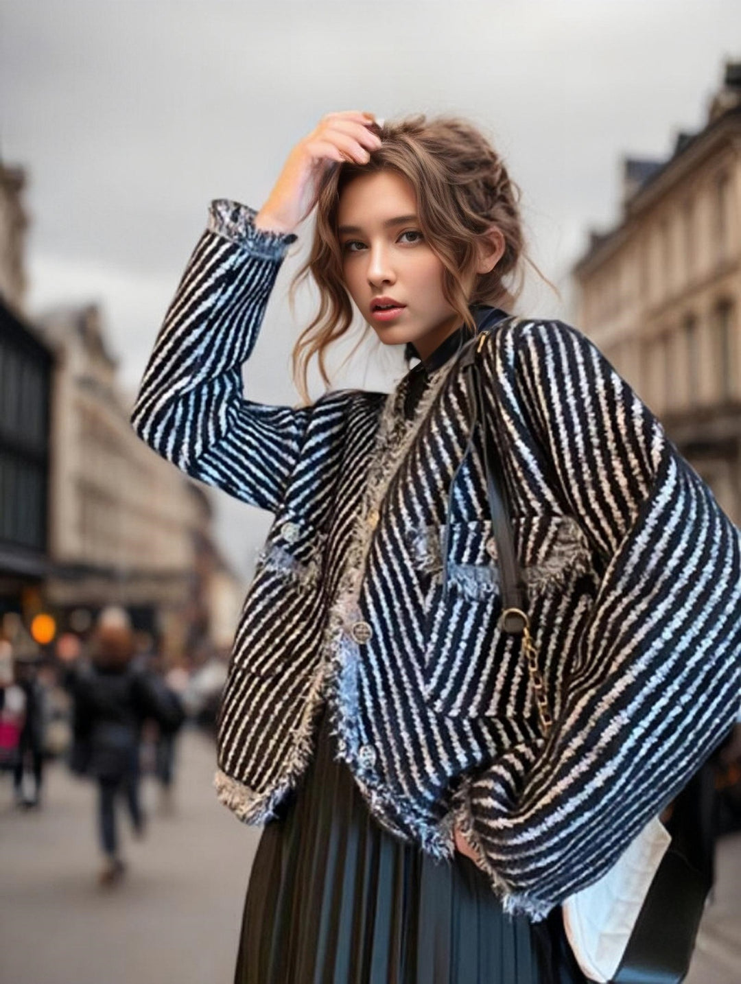 Knitted jacket for women with structure and elegant button details Lune London