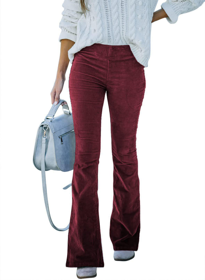 High-waisted flared corduroy pants for women with structured fabric Lune London
