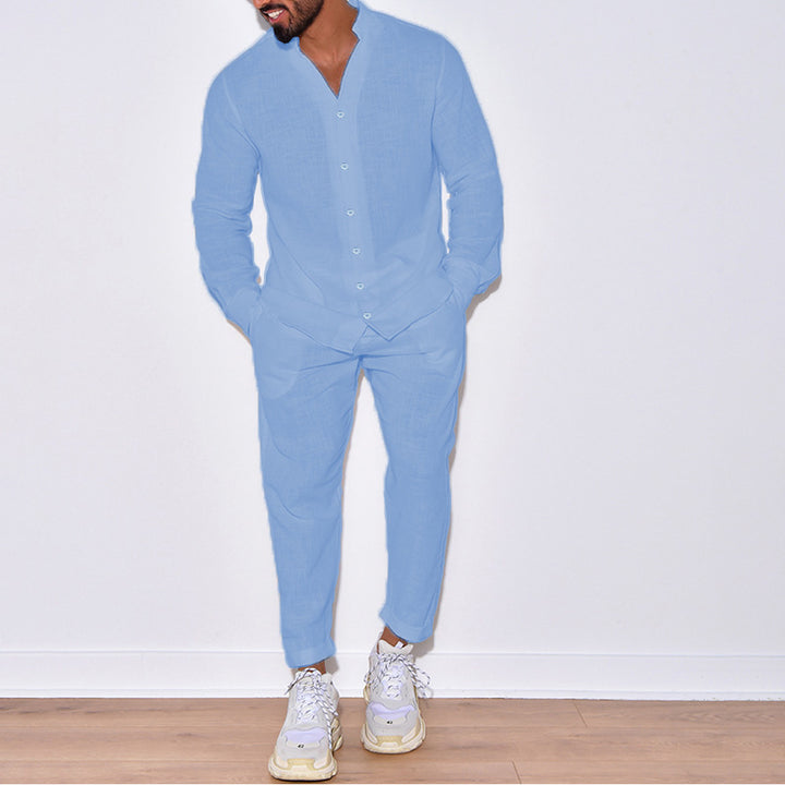 Men's casual linen set with button placket and elastic waistband Lune London