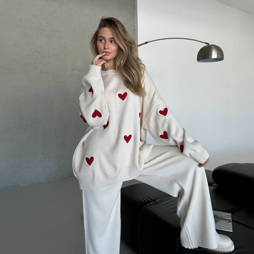 Oversized sweater for women with heart pattern Amarae