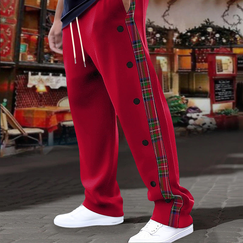 Leisure trousers for men with snap button detail and checkered hem Lune London