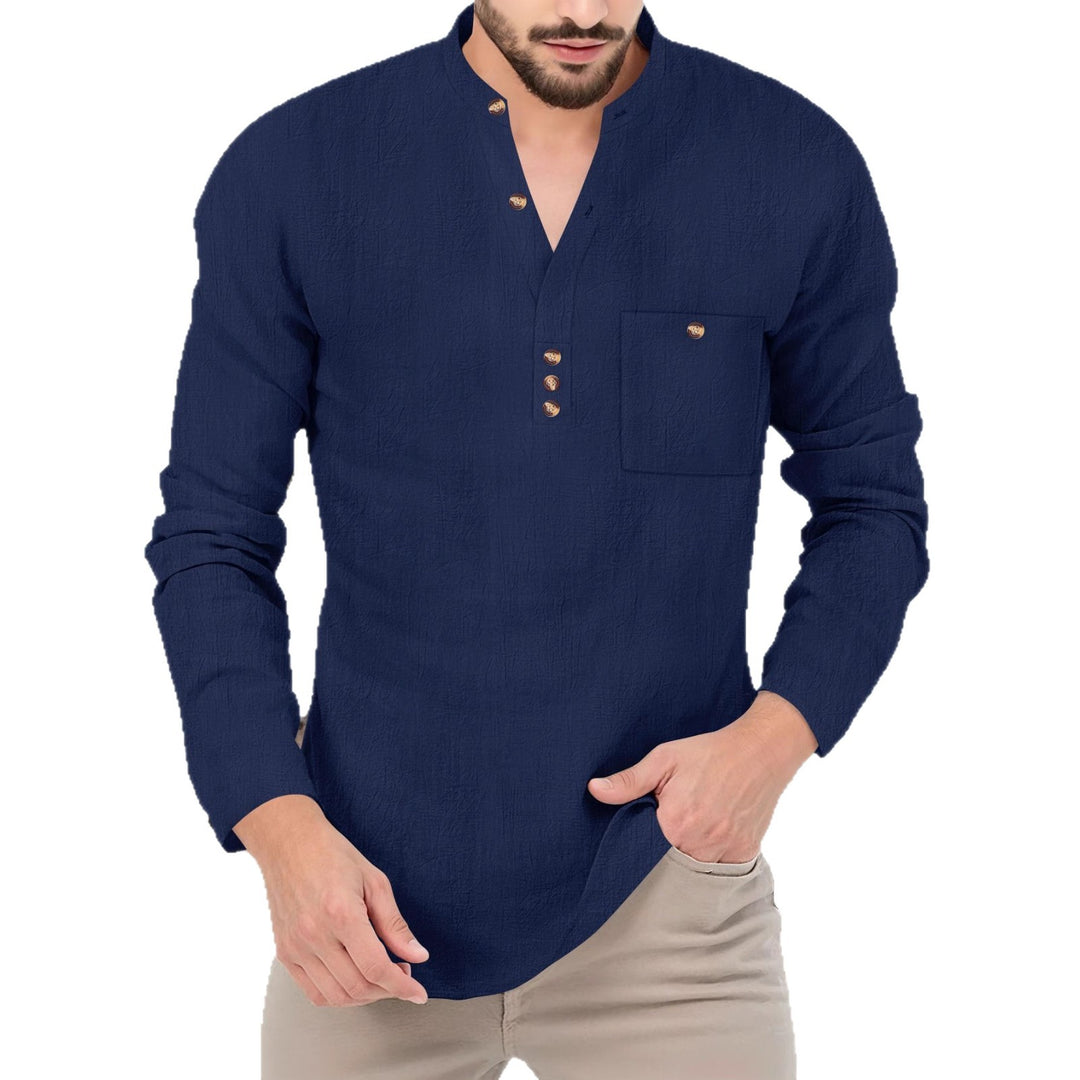 Men's Lightweight Long Sleeve Shirt with Button Placket Lune London