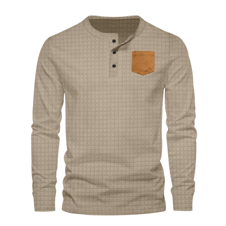 Men's long sleeve shirt with textured design and leather application Lune London
