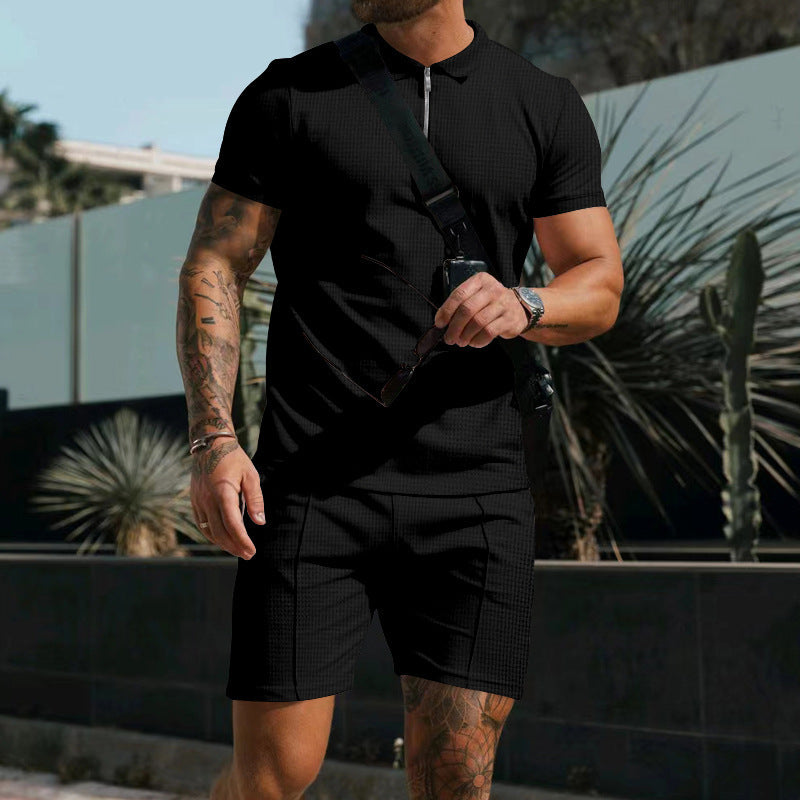 Men's short sleeve sports set with high quality functional material and contrasting details Lune London