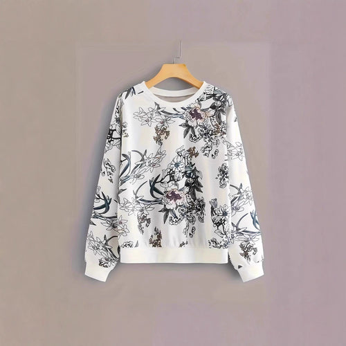 Sweat-shirt femme avec impression florale et coupe décontractée Chic & Stil