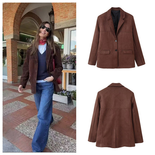 Elegant suede blazer jacket for women Amarae