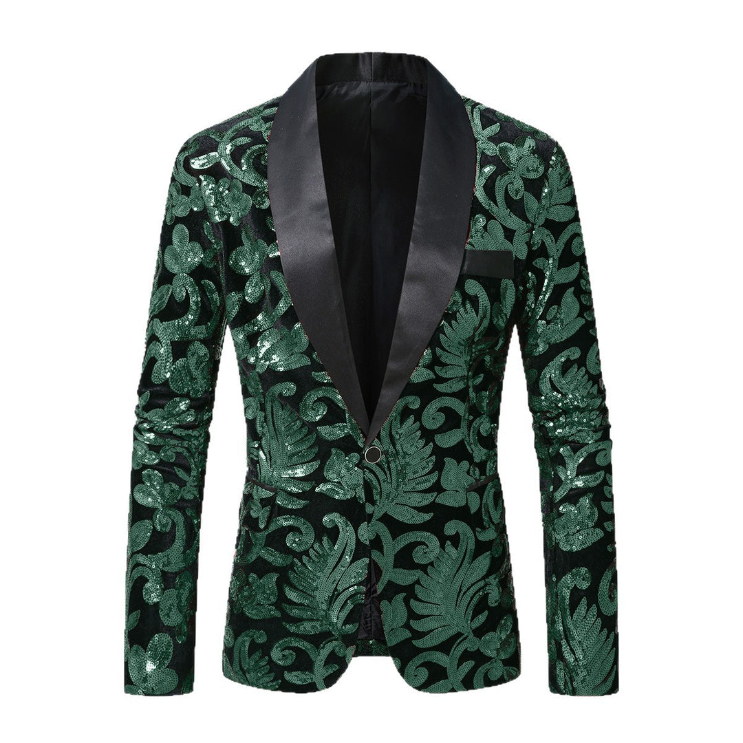Elegant sequin blazer for men with luxurious floral design Lune London