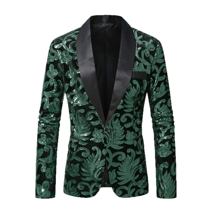 Men's Elegant Sequin Blazer In Luxurious Floral Design Lune London