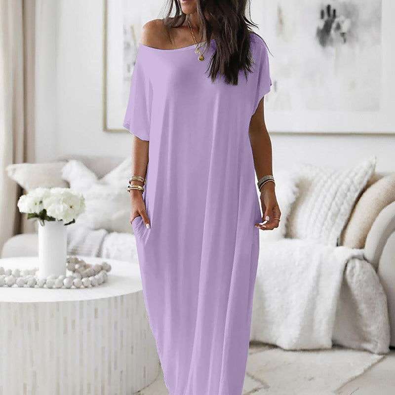 Women Loose Maxi Dress with Animal Print and Side Pockets Lune London