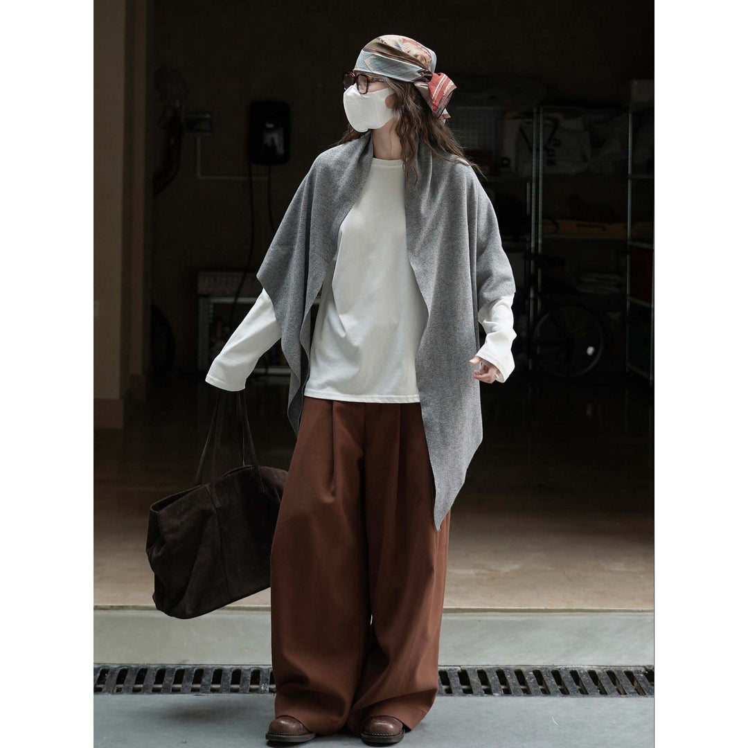 Womens Loose Long Sleeve Poplin Shirt with Concealed Button Placket and Extended Back