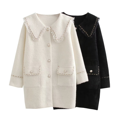 Ladies Long Sleeve Jacket with Decorative Collar and Functional Pockets Amarae