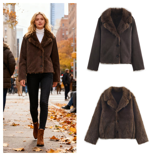 Veste en simili cuir à la mode pour femmes avec doublure en teddy luxueux Chic & Stil