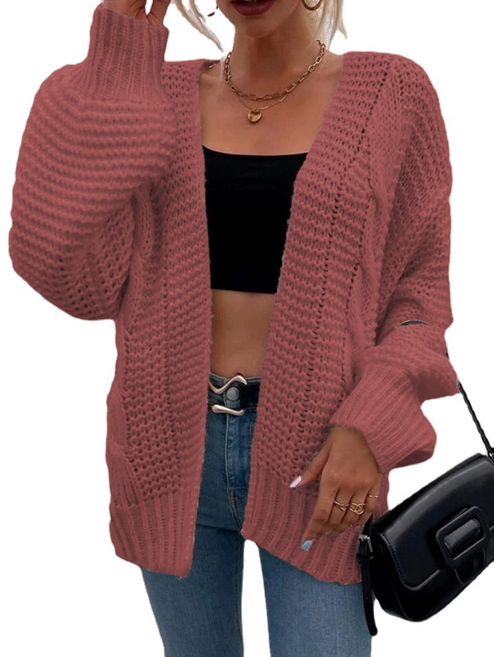 Thick knit cardigan for women with open pockets and oversized fit Lune London