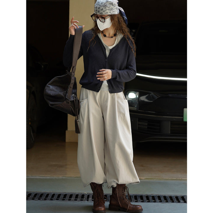 Women's fine knit cardigan with open front, ribbed hem and boxy silhouette Amarae