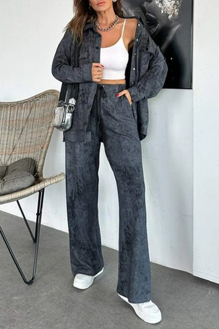 Casual blouse and pant set for women in soft material with special textures Lune London