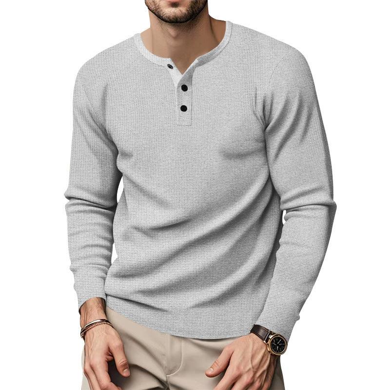 Men's Long Sleeve Henley Shirt made of breathable cotton blend with textured fabric Lune London