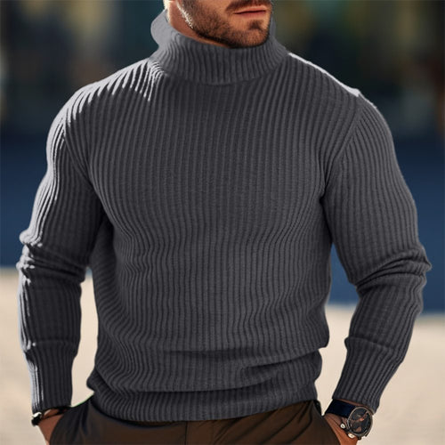 Men's Elegant Turtleneck Sweater with Textured Rib Pattern Amarae