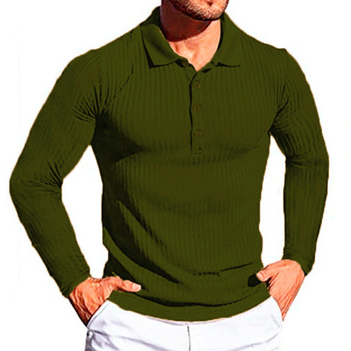 Amarae textured long-sleeve polo shirt for men