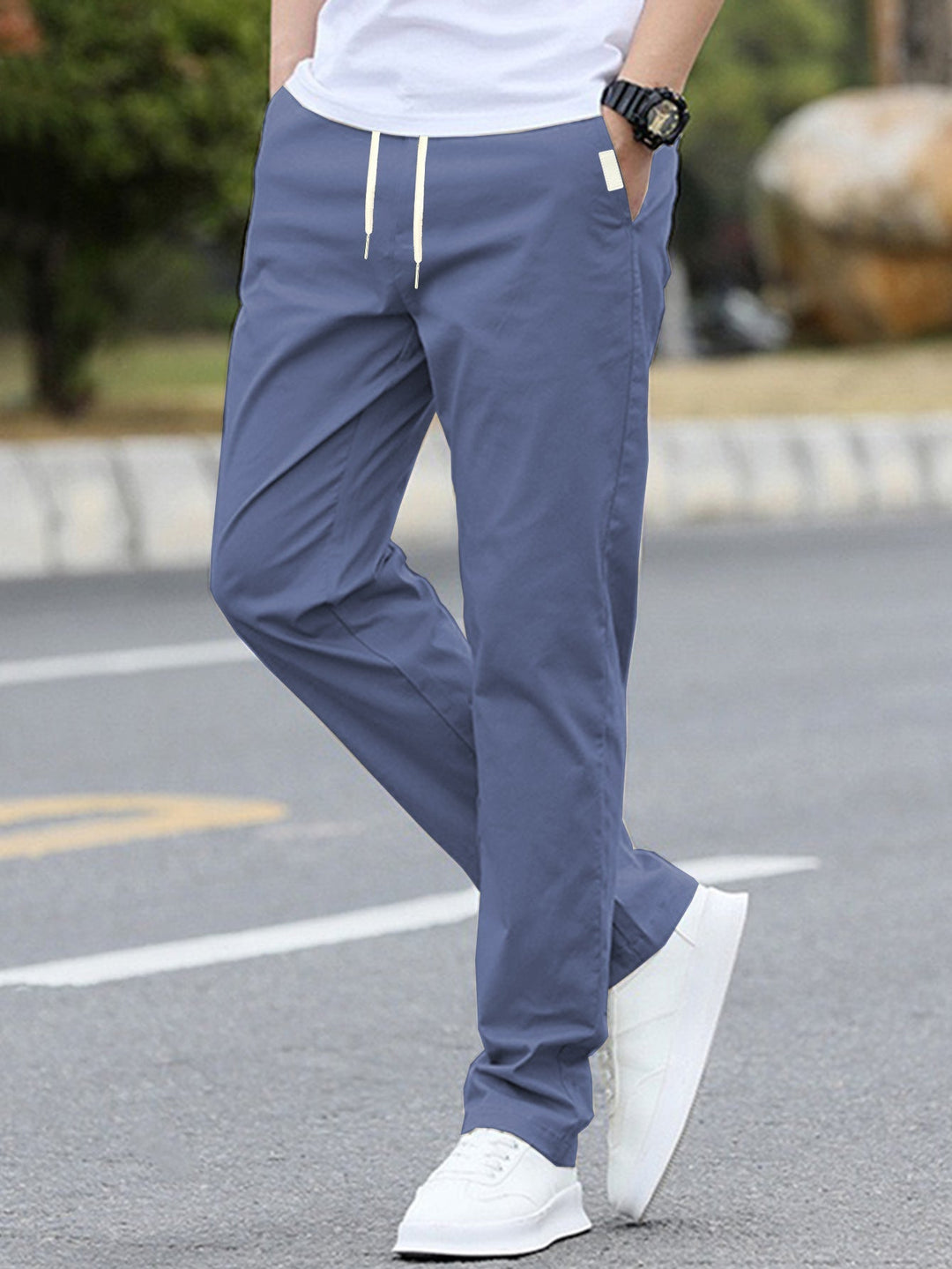 Men's sporty leisure pants with elastic waistband and modern side pockets Amarae