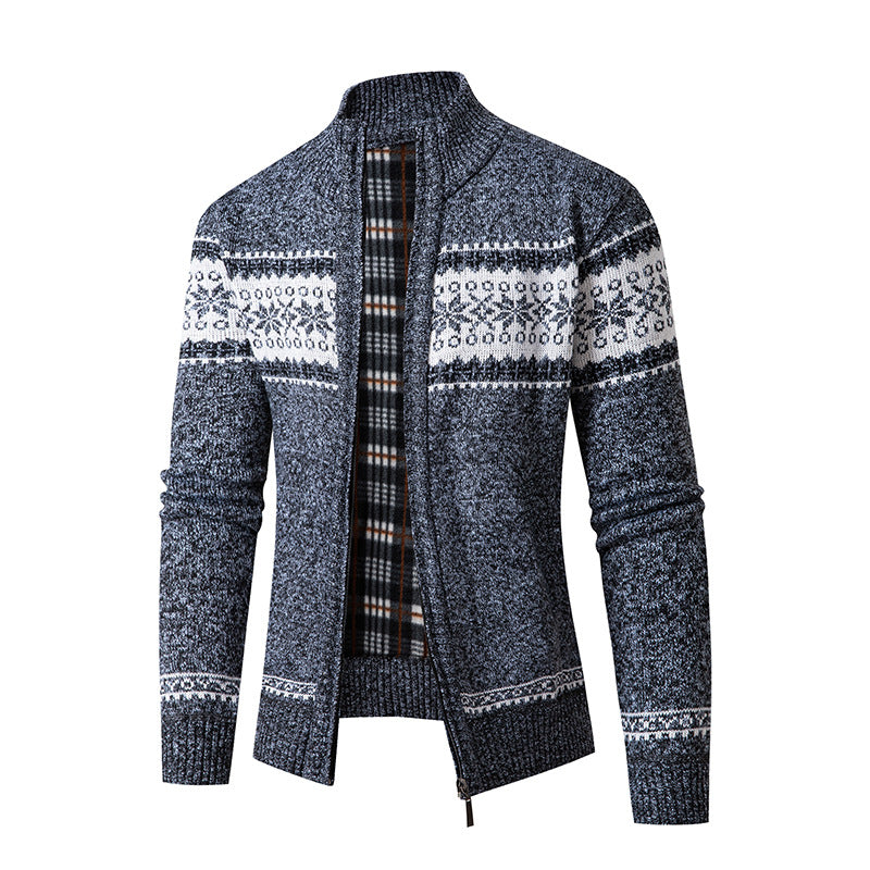 Men's knit jacket with high collar and modern zip Lune London