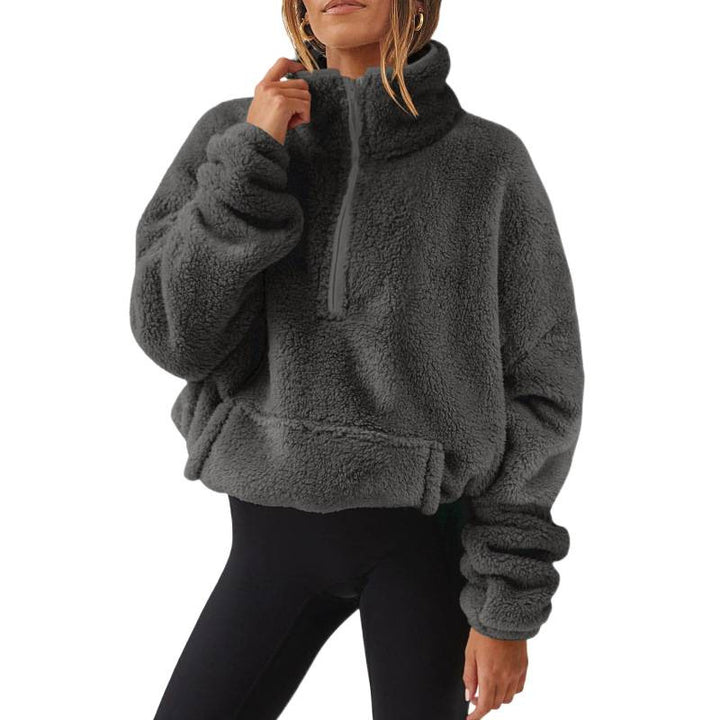 Women's comfortable sweater with high collar and zipper Lune London
