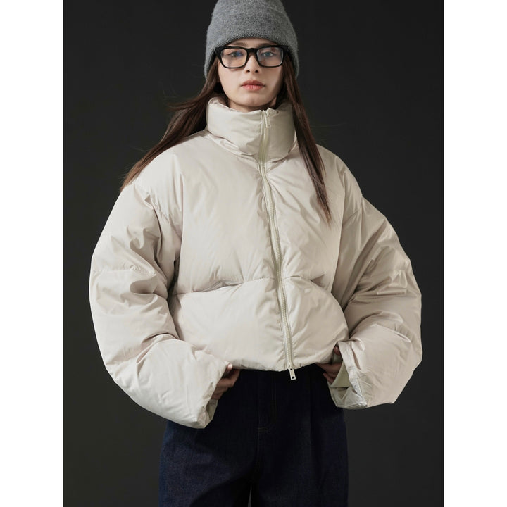 Women's short quilted puffer jacket with high standing collar and insulating filling Amarae