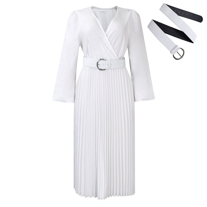 Wrap dress for women with elegant pleats and a fitted belt Lune London