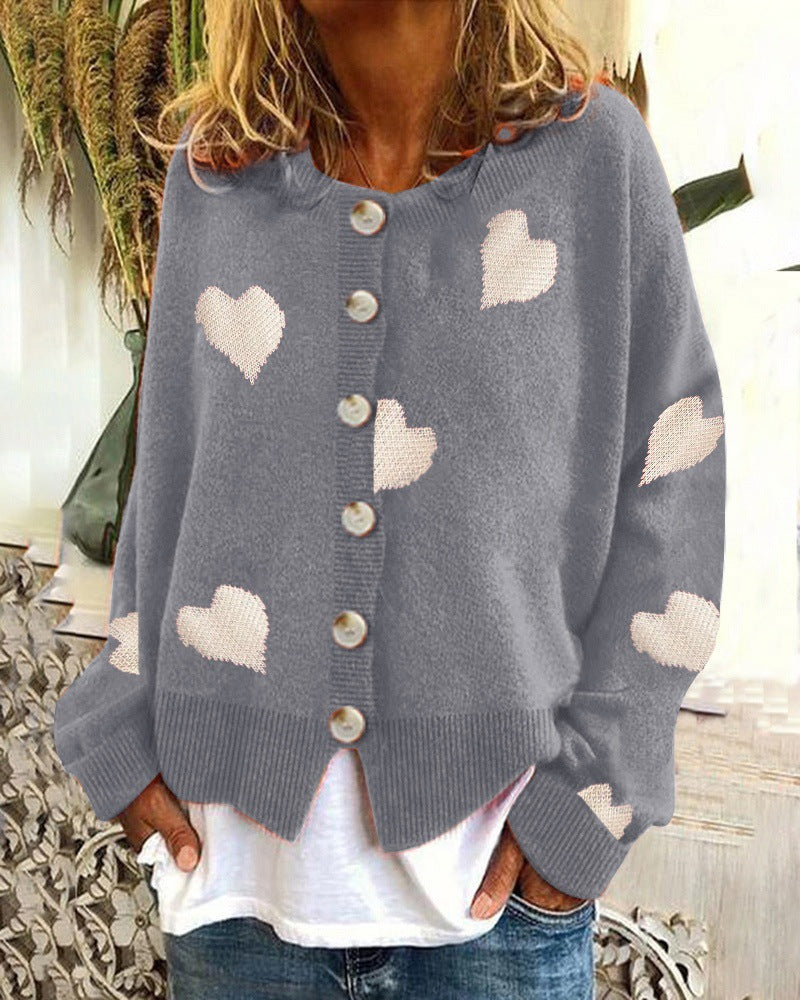 Knit jacket for women with heart pattern and trendy cut Lune London