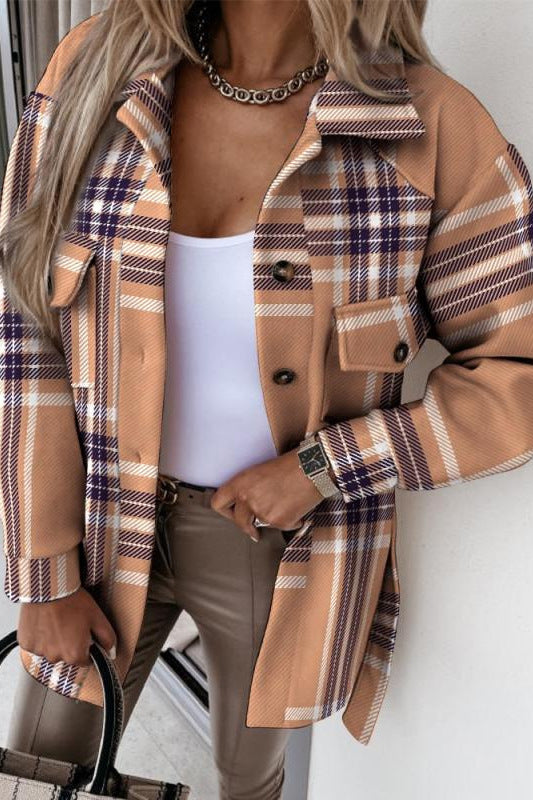 Oversized plaid jacket for women with pockets Amarae