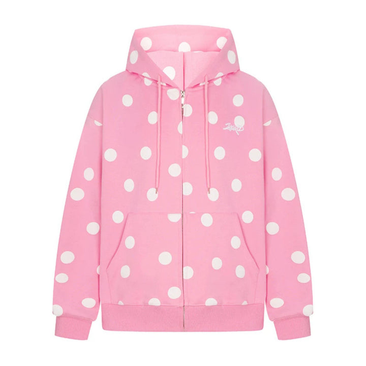 Women's hooded sweat jacket with full zip, oversized cut and polka dot print Amarae