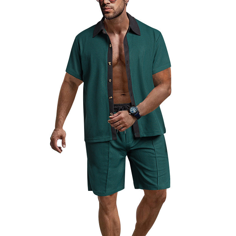 Casual men's short sleeve t-shirt and chic sport shorts set