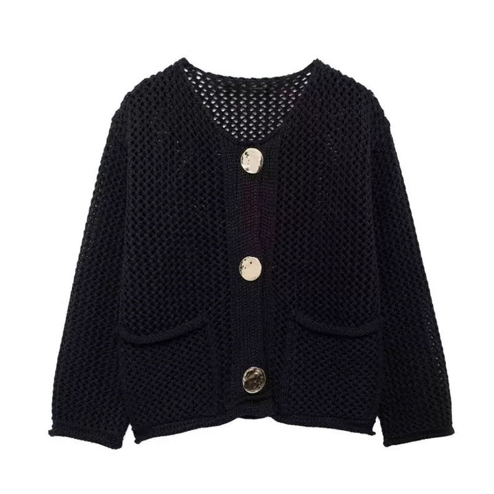 Gilet en maille pour femmes avec poches pratiques et boutons décoratifs Chic & Stil